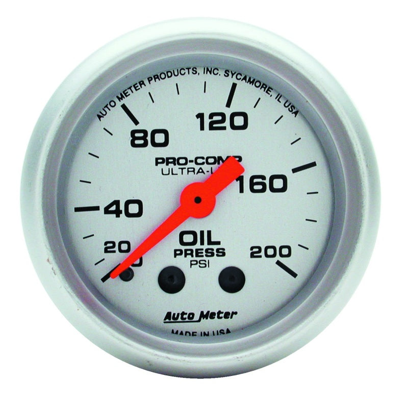 Autometer Ultra-Lite 52mm 0-200 PSI Mechanical Oil Pressure Gauge