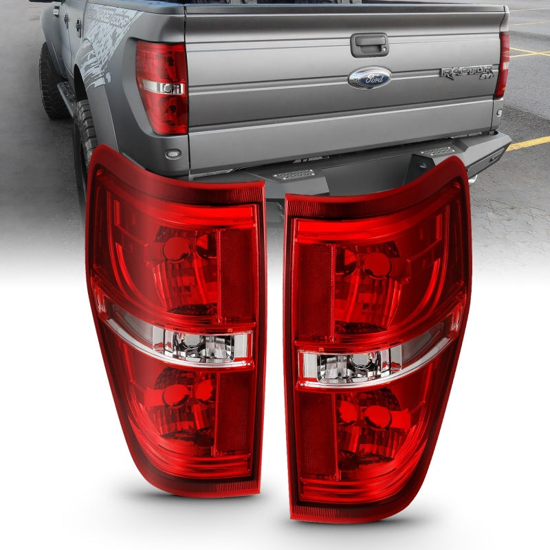 ANZO 2009-2014 Ford F-150 Euro Taillight Red/Clear (W/O Bulb)